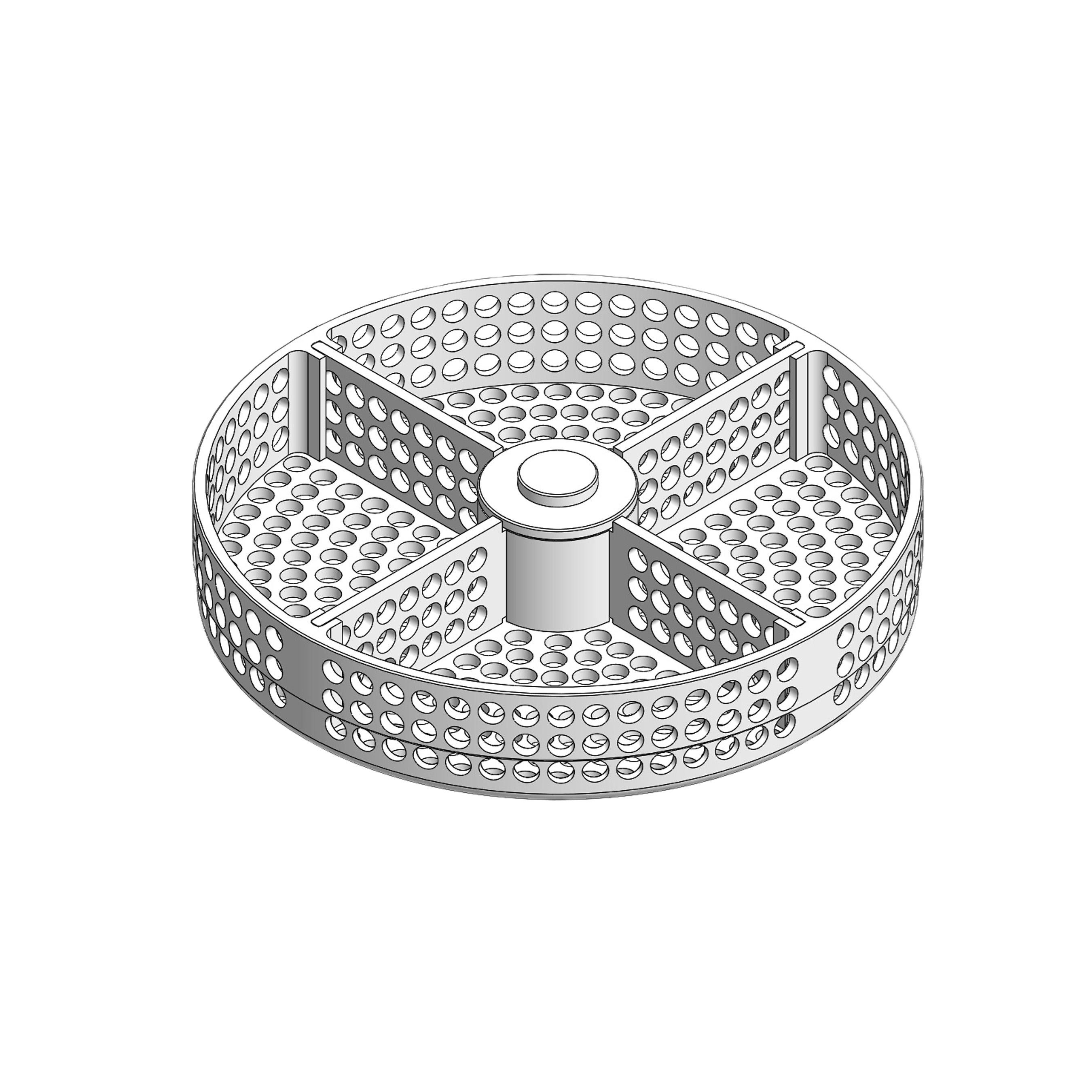 Cleaning basket Ø 82.00 mm, 4 partitions, hole Ø 3.00 mm